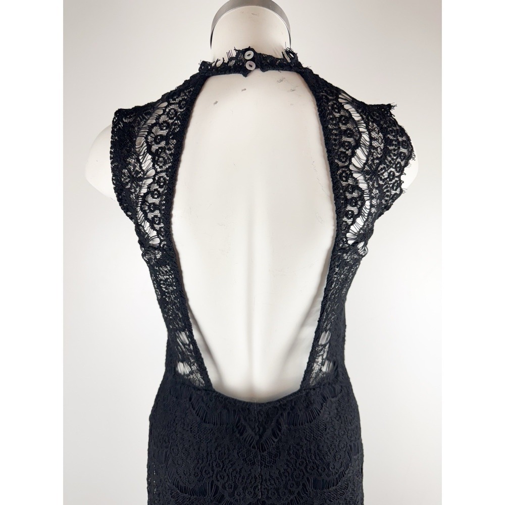 Free People Daydream Lace Slip Dress Black Open Back Sz S Cocktail Romantic Goth - Picture 3 of 5